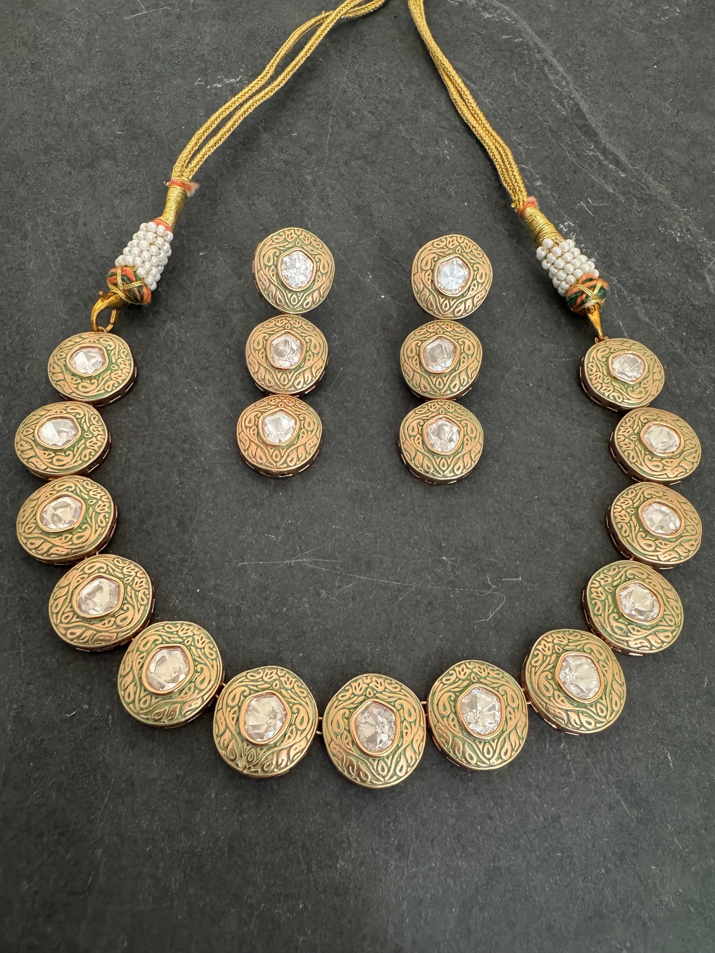 ANYA MEENAKARI GEOMETRIC NECKLACE SET