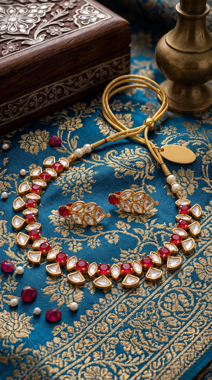 NYSA MOISSANITE KUNDAN NECKLACE SET