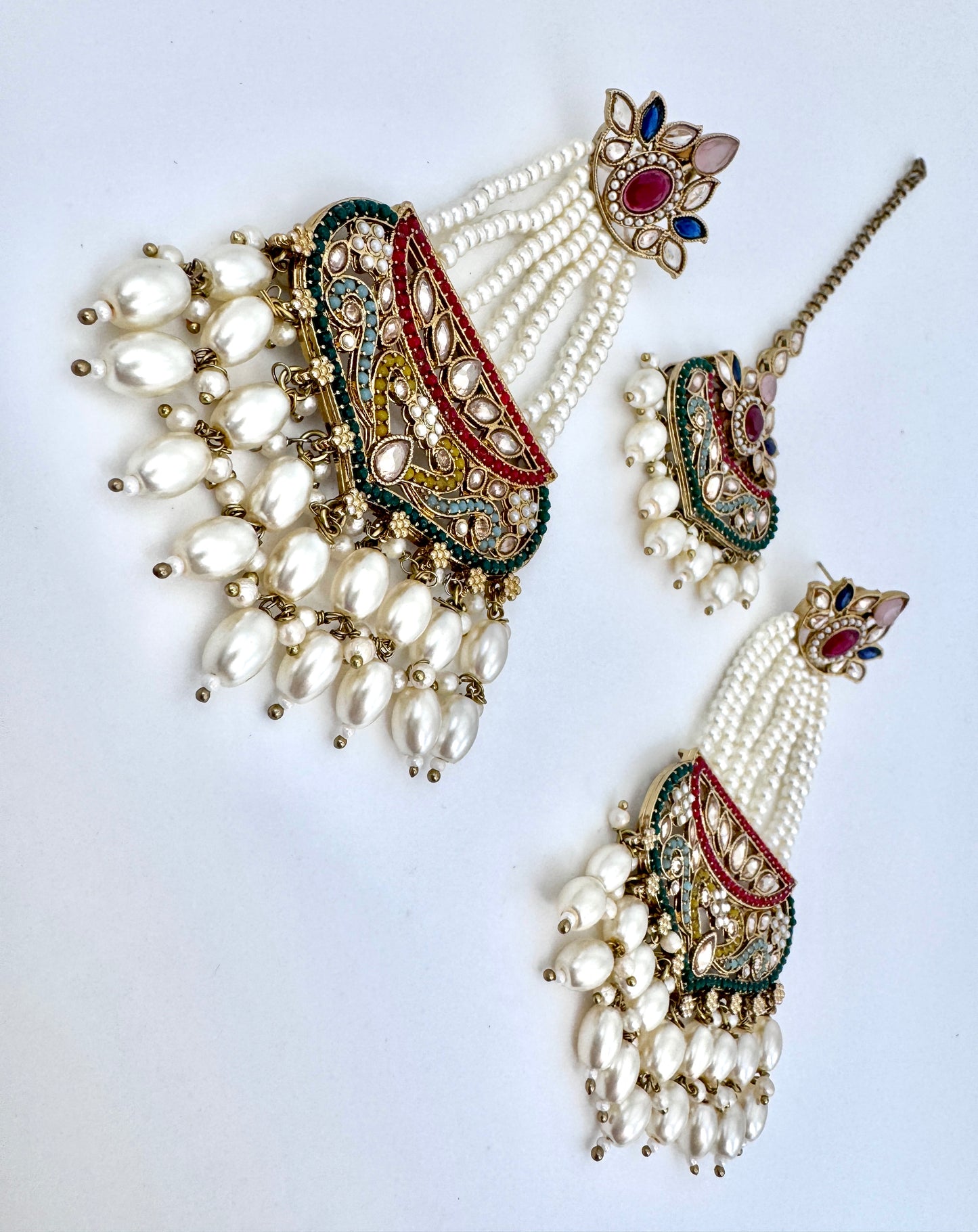 Gazal Pearl Earrings Mangtika Set