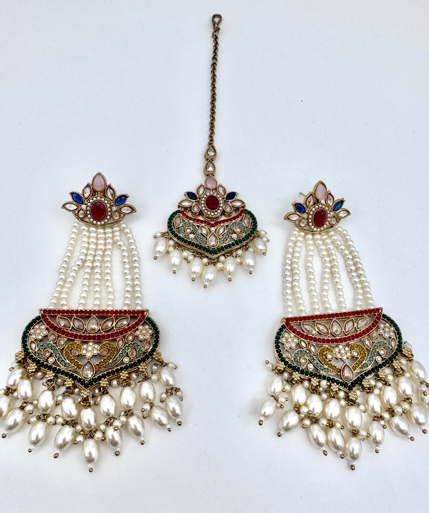 Gazal Pearl Earrings Mangtika Set