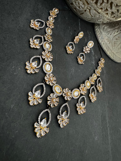 VERA TWO-TONE VICTORIAN CZ NECKLACE SET