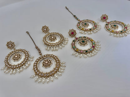 Amber Geometric Earrings Mangtika Set