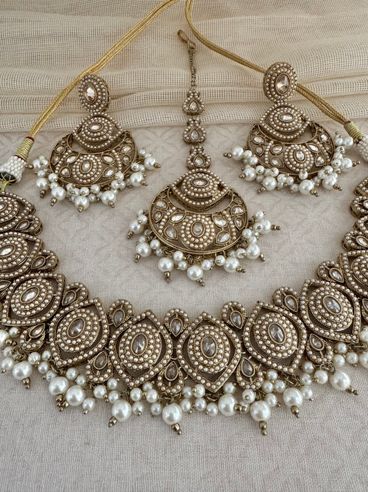 ZOYA PEARL GEOMETRIC NECKLACE SET