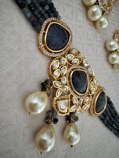 ROSHNI GRAY KUNDAN CZ CHOKER SET
