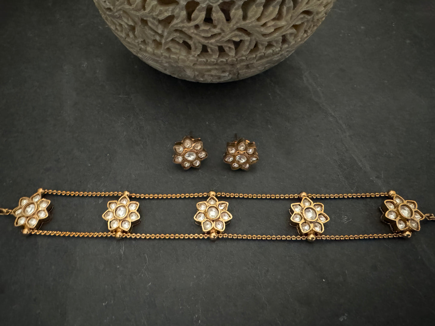 ALAYA KUNDAN FLORAL CHOKER SET