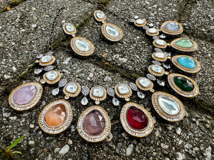 KASHNI NAVRATAN-CZ VICTORIA NECKLACE SET