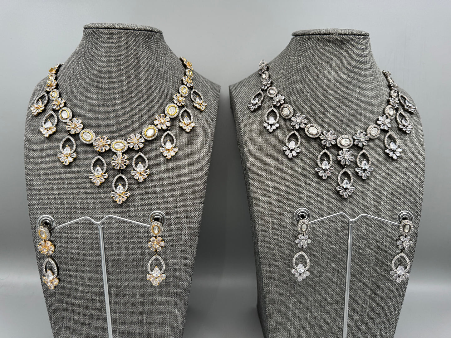 VERA TWO-TONE VICTORIAN CZ NECKLACE SET