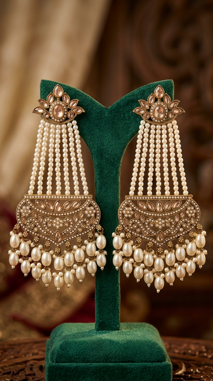 Gazal Pearl Earrings Maang Tikka Set