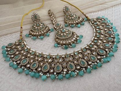 RIDHI PASTEL GREEN NECKLACE SET