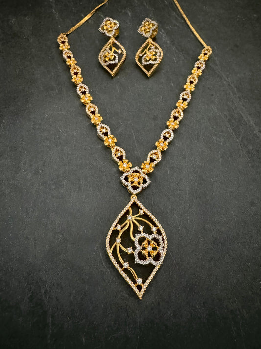 ISHA GOLD CZ PENDANT NECKLACE SET