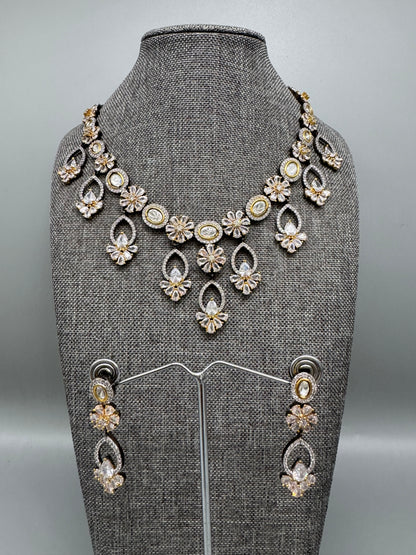 VERA TWO-TONE VICTORIAN CZ NECKLACE SET