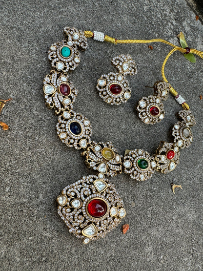 NAAYA VICTORIAN NAVRATAN NECKLACE SET