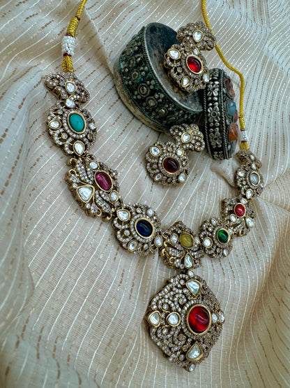 NAAYA VICTORIAN NAVRATAN NECKLACE SET