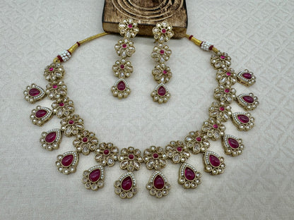 RIMAYA RUBY-PINK NECKLACE SET