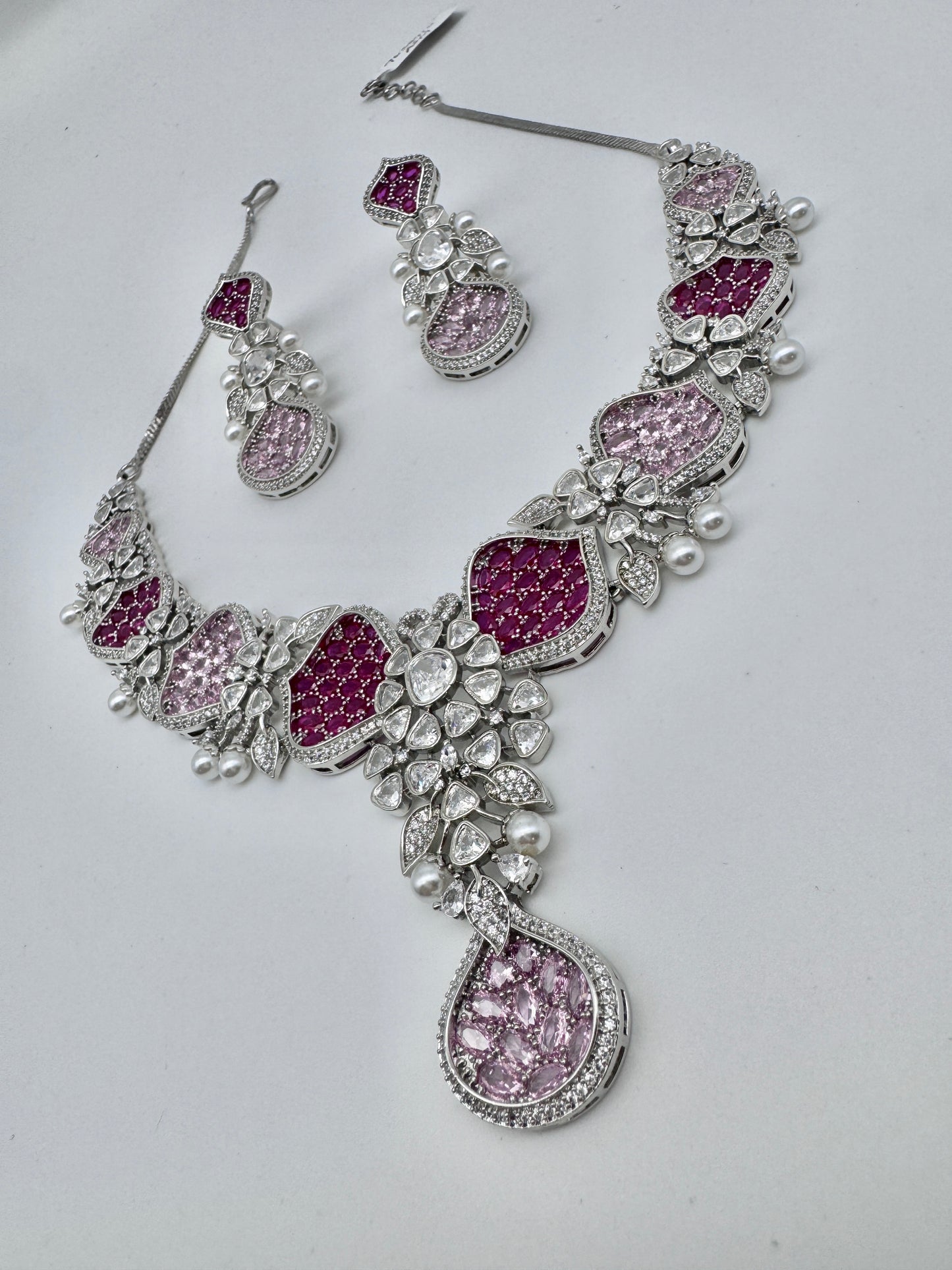 ARIELLE RUBY SILVER NECKLACE SET