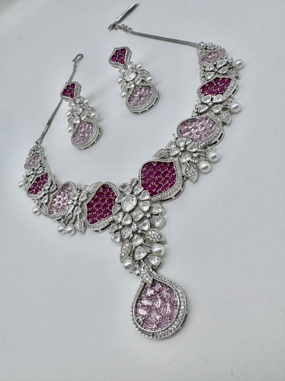 ARIELLE RUBY SILVER NECKLACE SET