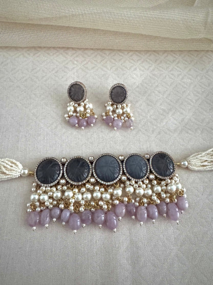 KRITI AMETHYST LAVENDER CHOKER SET