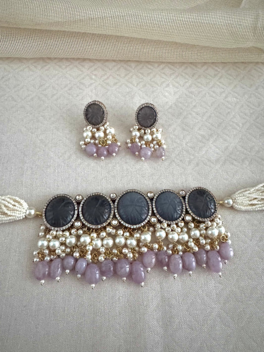 KRITI AMETHYST LAVENDER CHOKER SET