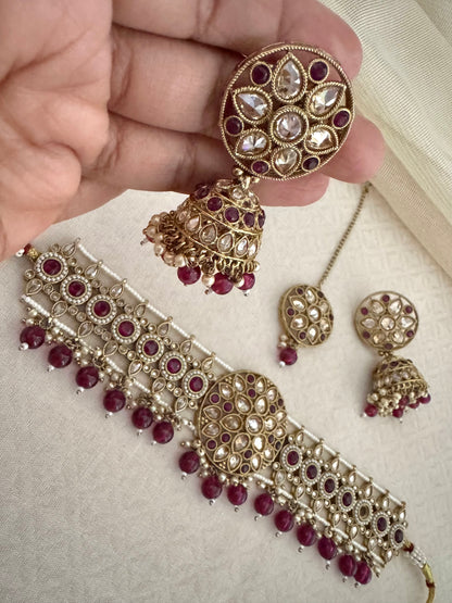 INAYA PURPLE CHOKER SET