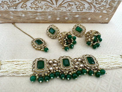 SANYA ANTIQUE GOLD RECTANGULAR CHOKER SET
