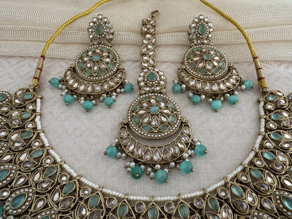 RIDHI PASTEL GREEN NECKLACE SET