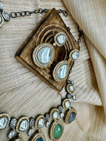 KASHNI NAVRATAN-CZ VICTORIA NECKLACE SET