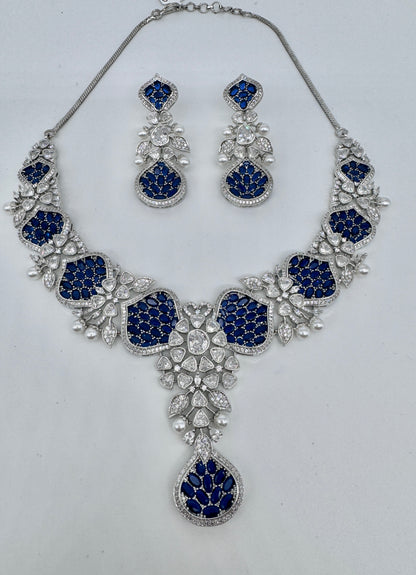ARIELLE SAPPHIRE SILVER NECKLACE SET