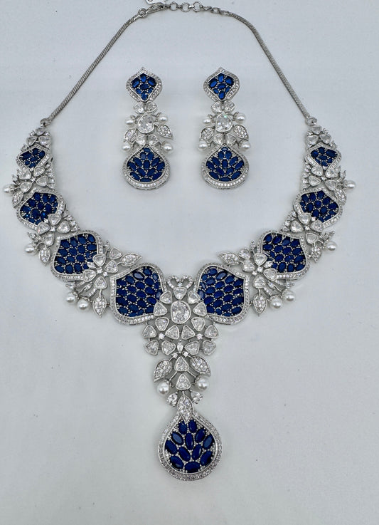 ARIELLE SAPPHIRE SILVER NECKLACE SET