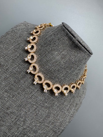AROHI GOLD CZ POLKI NECKLACE SET