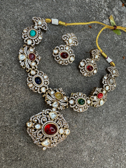 NAAYA VICTORIAN NAVRATAN NECKLACE SET