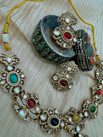 NAAYA VICTORIAN NAVRATAN NECKLACE SET