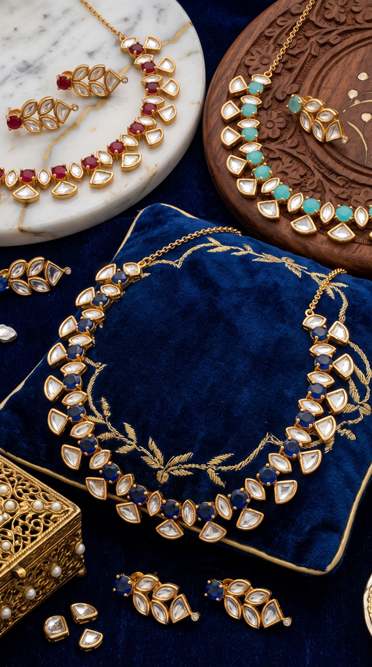 NYSA MOISSANITE KUNDAN NECKLACE SET