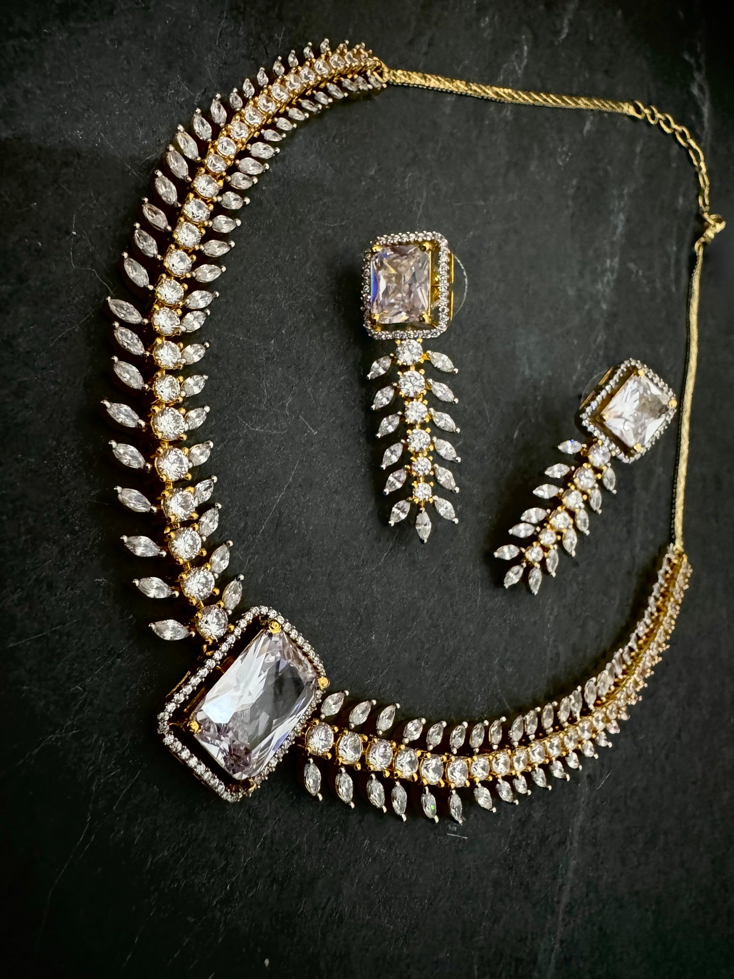 EVA GOLD CZ NECKLACE SET