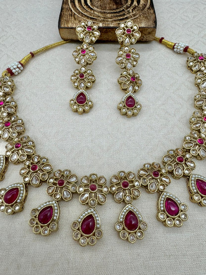 RIMAYA RUBY-PINK NECKLACE SET