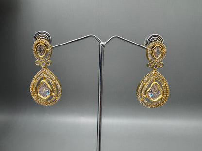 SARA POLKI CZ GOLD NECKLACE SET