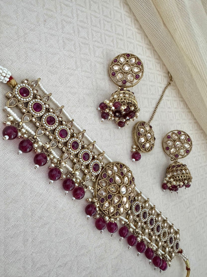 INAYA PURPLE CHOKER SET