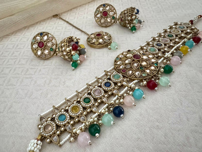 INAYA NAVRATAN MULTICOLOR CHOKER SET