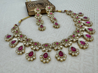 RIMAYA RUBY-PINK NECKLACE SET