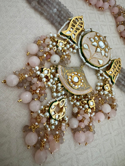 ESHA MEENAKARI PINK-GRAY CHOKER SET