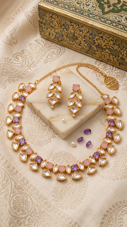NYSA MOISSANITE KUNDAN NECKLACE SET