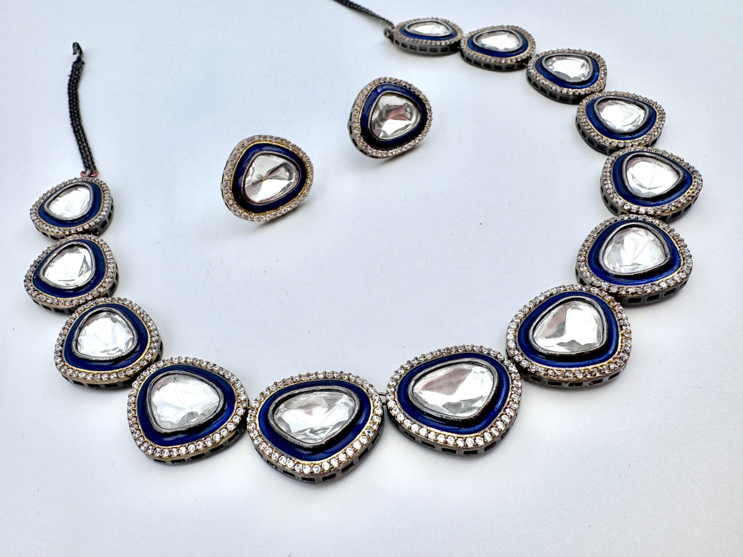 Tyra Polki Meenakari Stud Necklace Set