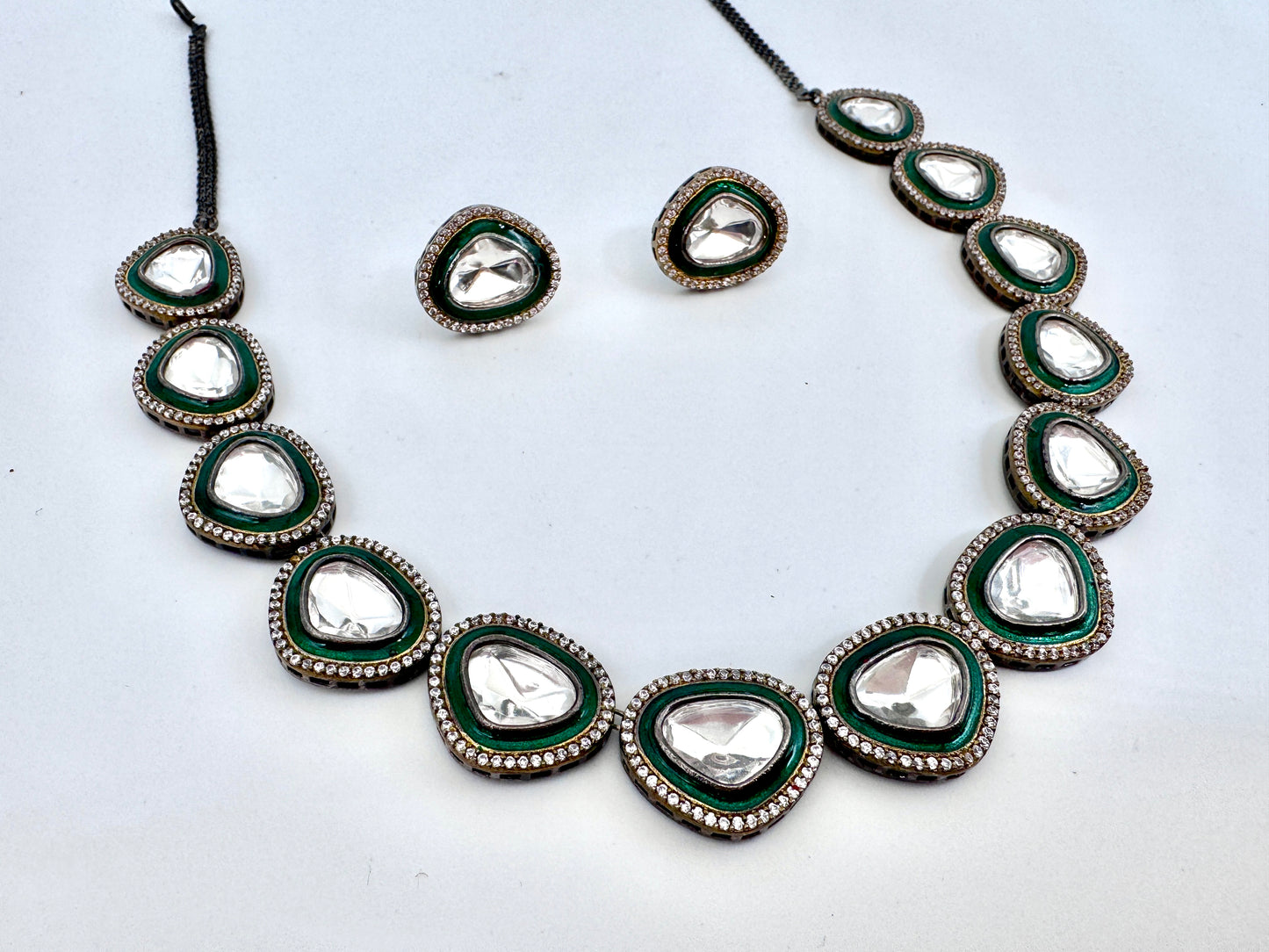 Tyra Polki Meenakari Stud Necklace Set