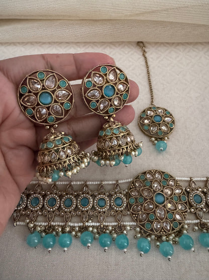 INAYA TURQUOISE BLUE CHOKER SET
