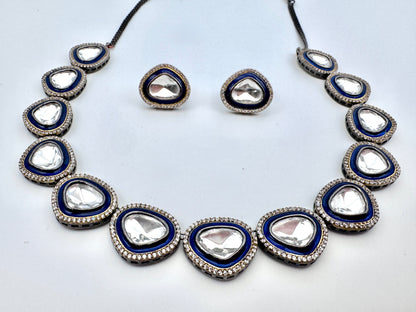 Tyra Polki Meenakari Stud Necklace Set