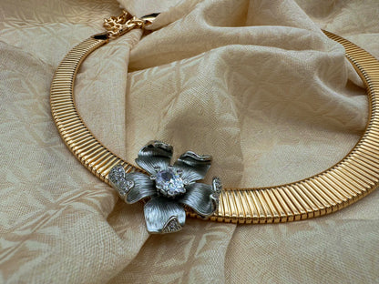 Lorna Hasli necklace with magnetic cz flower button