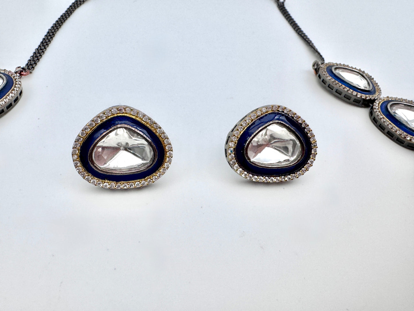 Tyra Polki Meenakari Stud Necklace Set