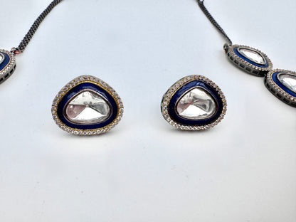 Tyra Polki Meenakari Stud Necklace Set
