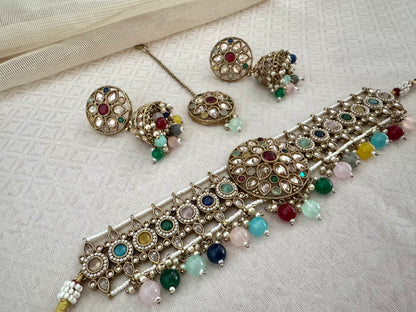 INAYA NAVRATAN MULTICOLOR CHOKER SET