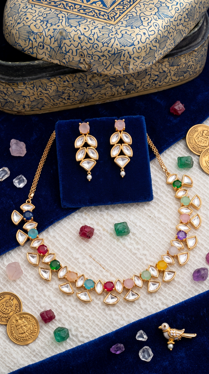 NYSA MOISSANITE KUNDAN NECKLACE SET