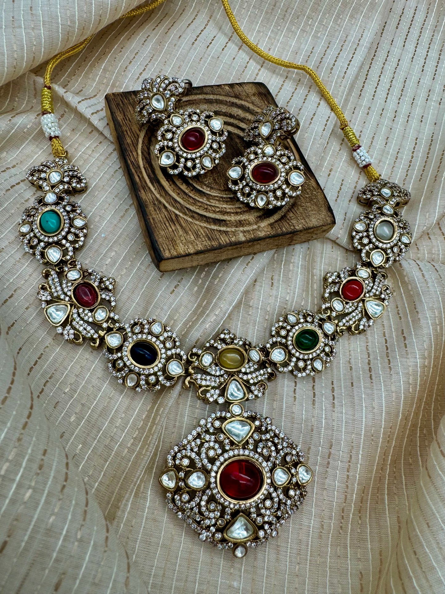 NAAYA VICTORIAN NAVRATAN NECKLACE SET